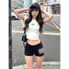 High-Waisted Letter Print Casual Shorts for Women | Summer Street Style Slim Fit Sports Hot Pants