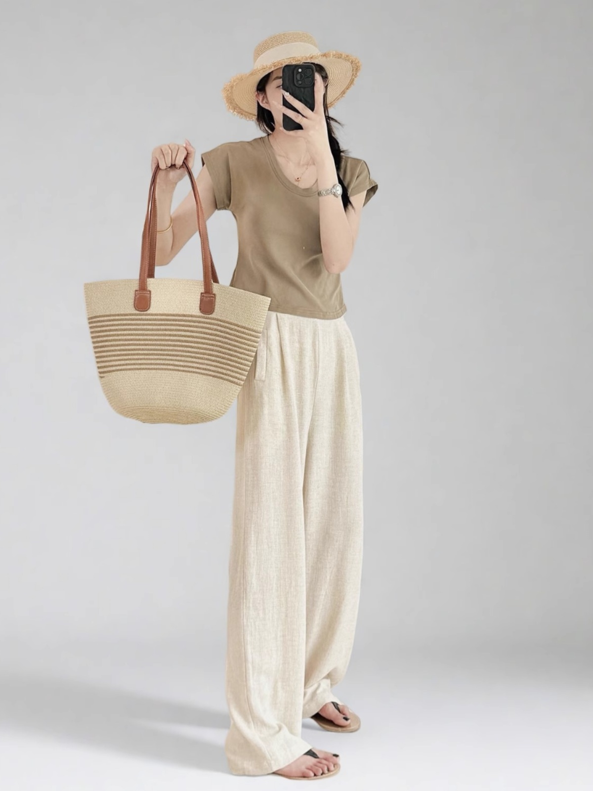 High-Waisted Linen Pants for Women, Narrow-Leg Wide-Leg Casual Trousers with Elastic Back Pockets for Spring and Summer Style High-Waisted Linen Pants for Women, Narrow-Leg Wide-Leg Casual Trousers with Elastic Back Pockets for Spring and Summer Style