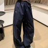 High-Waisted Loose-Fit Vintage Work Pants for Women, Parachute Wide-Leg Casual Joggers, Floor-Length Sports Trousers