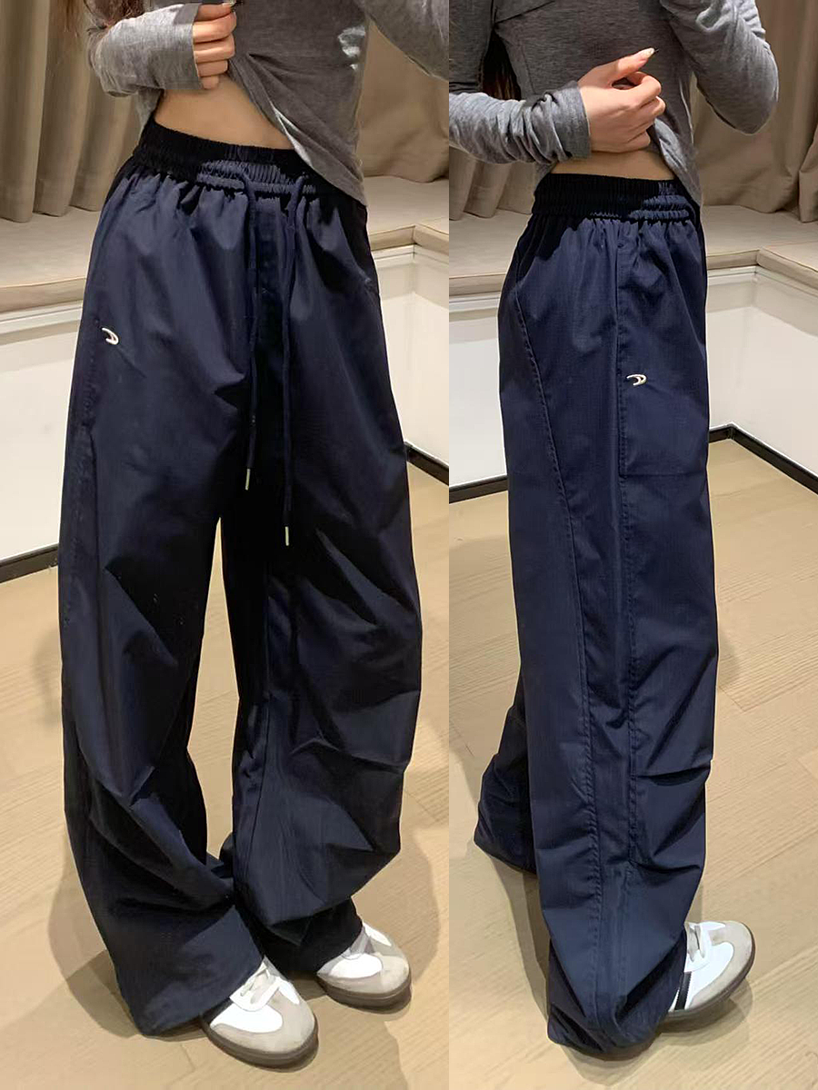 High-Waisted Loose-Fit Vintage Work Pants for Women, Parachute Wide-Leg Casual Joggers, Floor-Length Sports Trousers High-Waisted Loose-Fit Vintage Work Pants for Women, Parachute Wide-Leg Casual Joggers, Floor-Length Sports Trousers