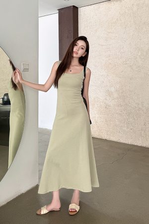 High-Waisted Navy Blue Fitted Cotton Long Skirt - Lightweight French Style Women's Summer Dress