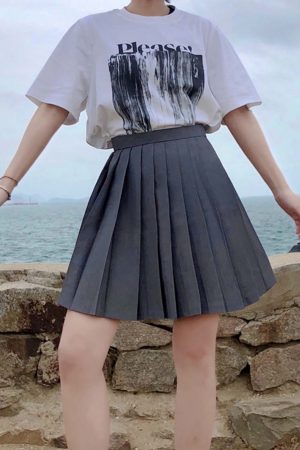 High-Waisted Pleated A-Line Skirt, Flared Design, Adjustable Cotton Midi Skirt for Spring and Summer 2025, Versatile and Slimming Style