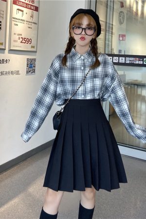 High-Waisted Pleated A-Line Skirt for Women - Mid-Length Plus Size, Flattering Curvy Fit, Spring Summer Fashion, Student-Friendly