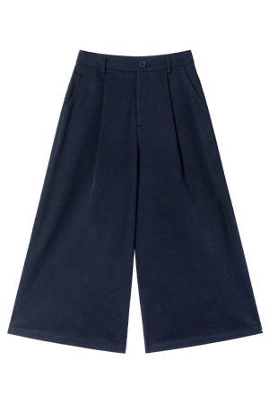 High-Waisted Pleated Casual Pants for Women - Summer 2025 Narrow-Edged Three-Quarter Wide-Leg Design