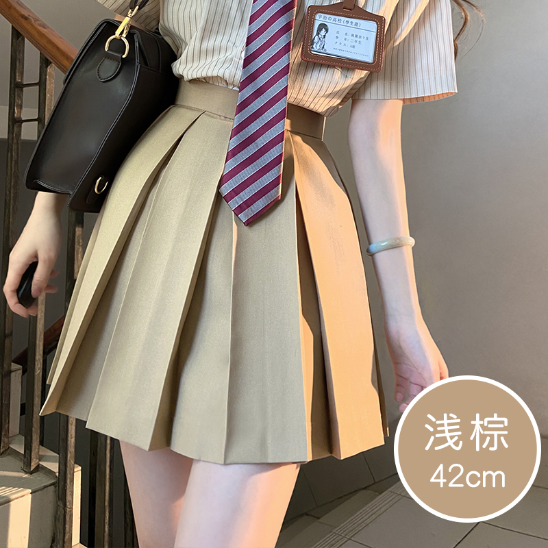 High-Waisted Pleated JK Uniform Skirt in Plaid - Solid Color Basic Style, Authentic 90s-Inspired Pudding Bear Aesthetic High-Waisted Pleated JK Uniform Skirt in Plaid - Solid Color Basic Style, Authentic 90s-Inspired Pudding Bear Aesthetic