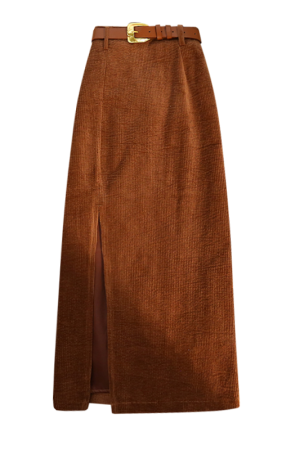 High-Waisted Retro Corduroy Midi Skirt in Hong Kong Style - Slimming A-Line Bodycon for Autumn and Winter Fashion