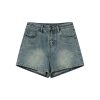 High-Waisted Retro Denim Shorts for Women - Casual Loose Slim Fit Summer Style - Petite Straight Cut Fashion 90s Trend