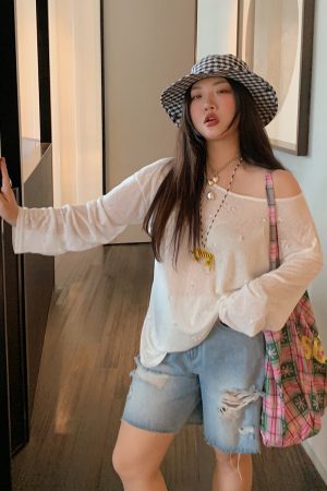 High-Waisted Ripped Denim Shorts for Women, Plus-Size Five-Point Summer Pants for Curvy Girls, 2025 Trendy Casual Style
