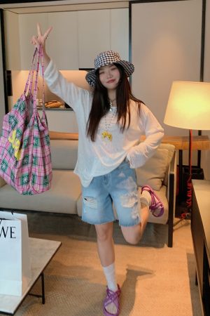 High-Waisted Ripped Denim Shorts for Women, Plus-Size Five-Point Summer Pants for Curvy Girls, 2025 Trendy Casual Style