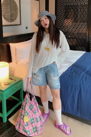 High-Waisted Ripped Denim Shorts for Women, Plus-Size Five-Point Summer Pants for Curvy Girls, 2025 Trendy Casual Style