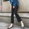 High-Waisted Slim Black Nine-Point Trousers for Women - Lightweight Flared Pants in Korean Style for Spring, Autumn, and Summer