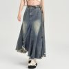 High-Waisted Slim Fit Vintage Denim Skirt for Women - Irregular Hem, Summer Style, Retro Fashion