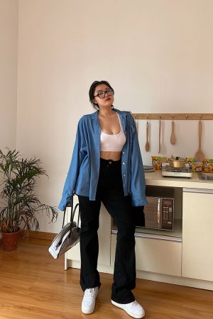 High-Waisted Straight Leg Pants for Women - Black Casual Slim Fit Jeans - Versatile Autumn 2024 Fashion Trend