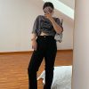 High-Waisted Straight Leg Pants for Women - Black Casual Slim Fit Jeans - Versatile Autumn 2024 Fashion Trend
