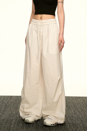 High-Waisted Vintage Pleated Cargo Pants for Women - Summer Loose Straight Wide-Leg Trousers, American-Style Floor-Length Fashion