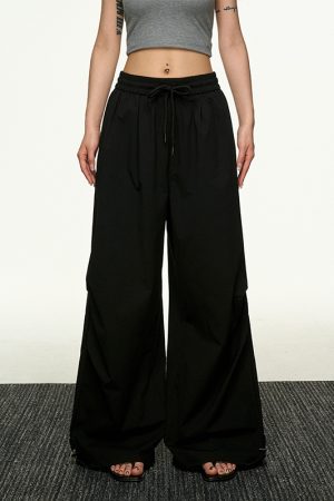 High-Waisted Vintage Pleated Cargo Pants for Women - Summer Loose Straight Wide-Leg Trousers, American-Style Floor-Length Fashion