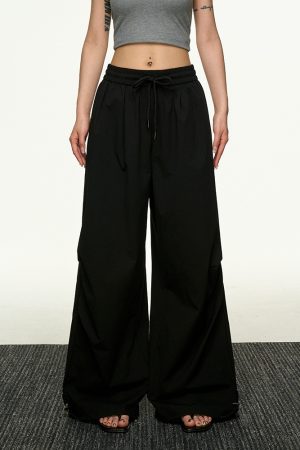 High-Waisted Vintage Pleated Cargo Pants for Women - Summer Loose Straight Wide-Leg Trousers, American-Style Floor-Length Fashion