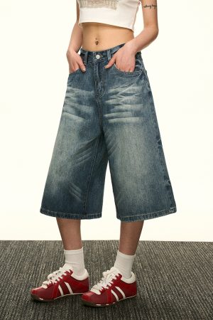 High-Waisted Vintage Washed Denim Pants for Women - Summer Spicy Girl Slim Loose Straight Wide-Leg Trousers