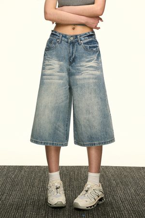 High-Waisted Vintage Washed Denim Pants for Women - Summer Spicy Girl Slim Loose Straight Wide-Leg Trousers