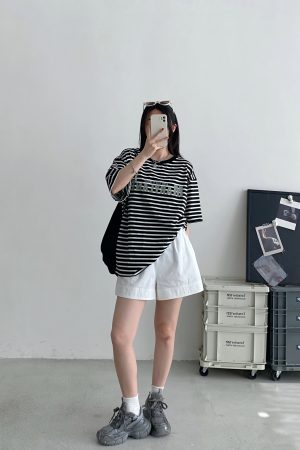 High-Waisted White Casual Shorts for Women - Minimalist Loose Elastic Waist, Slimming Sun Grapefruit Style, Versatile Summer Fashion