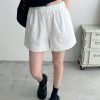 High-Waisted White Casual Shorts for Women - Minimalist Loose Elastic Waist, Slimming Sun Grapefruit Style, Versatile Summer Fashion