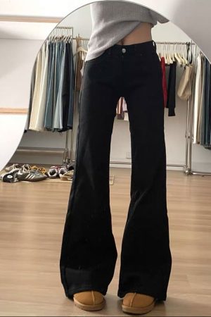High-Waisted White Flared Pants for Women - Petite & Plus Size Slimming Straight-Leg Bell-Bottoms, Trendy Y2K Style