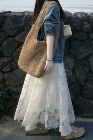 High-Waisted White Lace Tulle Half-Length Skirt for Women, Slimming A-Line Design, Summer 2025 Fashion, Perfect for Effortless Style