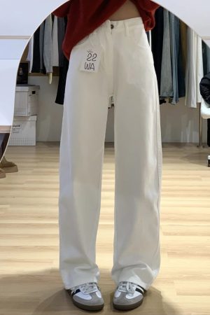 High-Waisted White Straight-Leg Loose Jeans for Women, Plus Size, Flattering Wide-Leg Style, 2025 Trendy Fashion