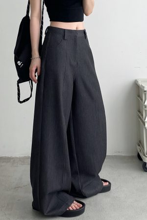 High-Waisted Wide-Leg Pants Suit for Women - Stylish Loose Casual Fit, Heavy-Duty Sun Grapefruit Color, Trendy Everyday Wear