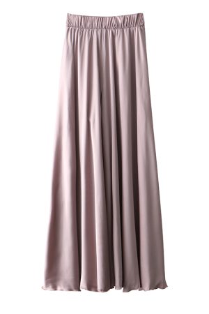 High-Waisted Wide-Leg Satin Casual Pants for Women - Elastic Waist, Vacation Chiffon Beach Style Trousers, Perfect for Summer Outfits