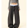 High-Waisted Wide-Leg Trousers for Women - American Vintage Vertical Striped Casual Pants, Loose Slim Fit, 90s Inspired Fashion