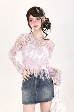 Hollow Knit Top for Women - Summer Casual Loose Short Sleeve Sun Protection Cover-Up Shirt, Versatile Lightweight Fashion