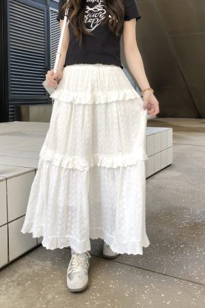 Hollow Lace Long Skirt - Elegant Cake Skirt for Women, Perfect for 90s Style and Special Occasions, Limited Time Discount