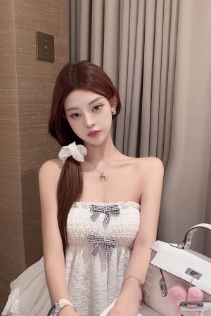 Hollow Lace Vest Top - Irregular Strapless Design for Trendy 90s Y2K Style Fashion