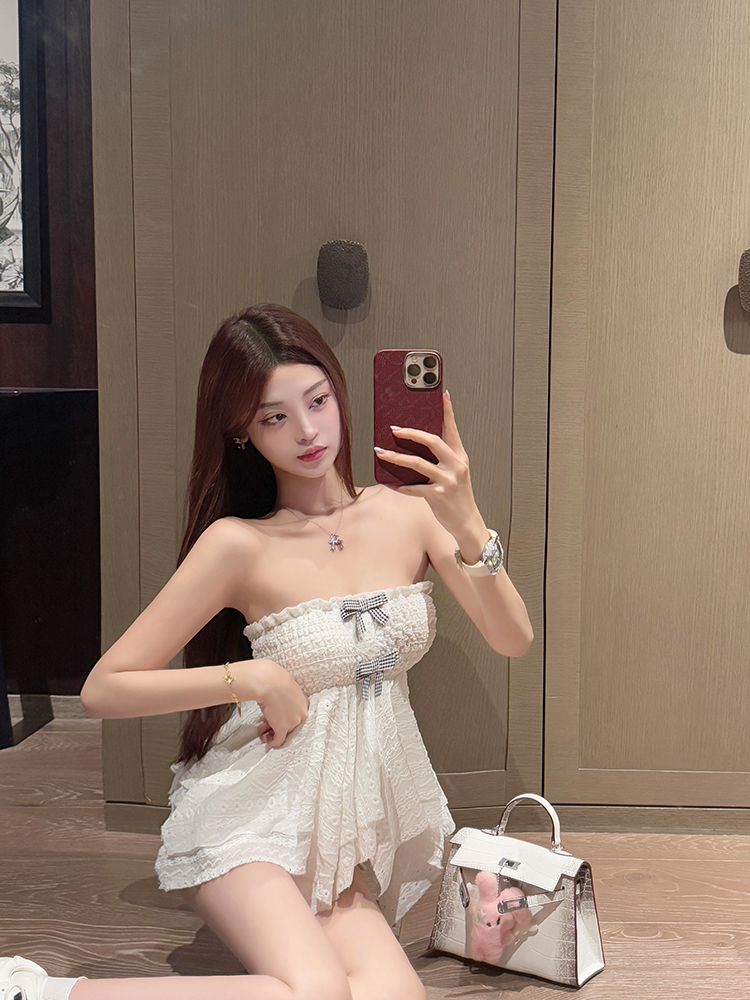 Hollow Lace Vest Top - Irregular Strapless Design for Trendy 90s Y2K Style Fashion Hollow Lace Vest Top - Irregular Strapless Design for Trendy 90s Y2K Style Fashion