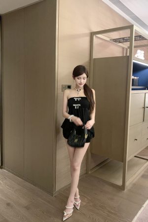 Hollow Lace Vest Top - Irregular Strapless Design for Trendy 90s Y2K Style Fashion