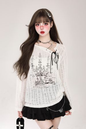 Hollow Long Sleeve Top for Women - Spicy Girl Printed Sun Protection Cover-Up - Trendy Summer 2024 Fashion