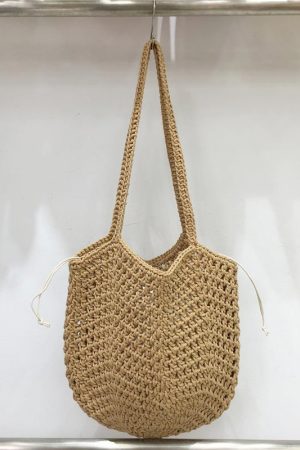 Hollow Mesh Hand-Crocheted Tote Bag â€“ Fashionable Summer Fishing Net Shoulder Bag for Women