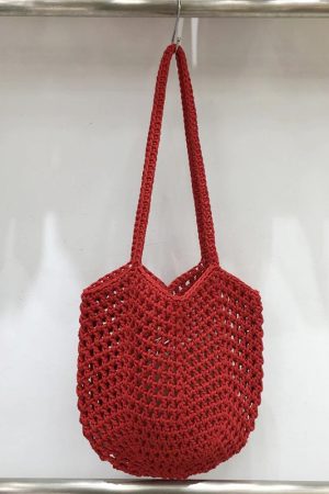 Hollow Mesh Hand-Crocheted Tote Bag â€“ Fashionable Summer Fishing Net Shoulder Bag for Women