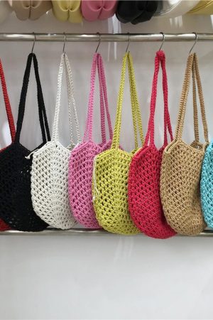 Hollow Mesh Hand-Crocheted Tote Bag â€“ Fashionable Summer Fishing Net Shoulder Bag for Women