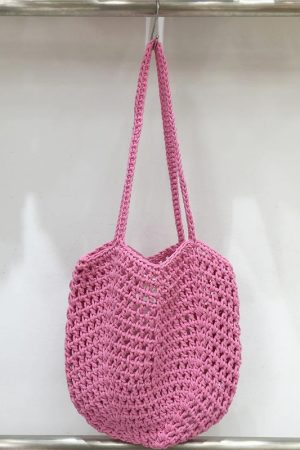Hollow Mesh Hand-Crocheted Tote Bag â€“ Fashionable Summer Fishing Net Shoulder Bag for Women