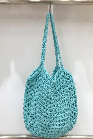 Hollow Mesh Hand-Crocheted Tote Bag â€“ Fashionable Summer Fishing Net Shoulder Bag for Women