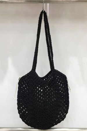 Hollow Mesh Hand-Crocheted Tote Bag â€“ Fashionable Summer Fishing Net Shoulder Bag for Women