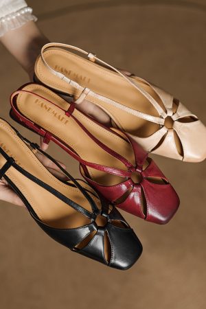 Hollow Slim Genuine Leather Open-Toe Sandals for Women - Sweet Artistic Fashion, Spring/Summer 2023, Trendy Y2K Style