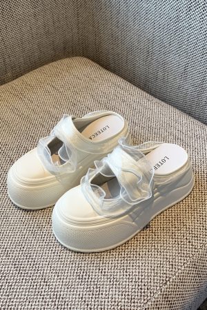 Hollow Thick Sole Baotou Half Slippers for Women - Velcro Height-Increasing Casual Summer Footwear 2025 Style