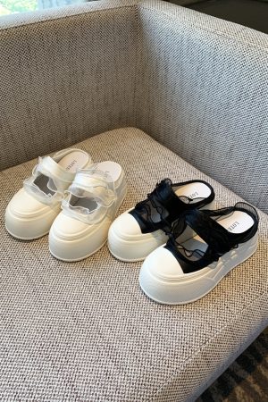 Hollow Thick Sole Baotou Half Slippers for Women - Velcro Height-Increasing Casual Summer Footwear 2025 Style