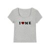 I Love Me Heart Velvet Lace Trim Top with Floral Short Sleeves - Summer Casual Style for Girls