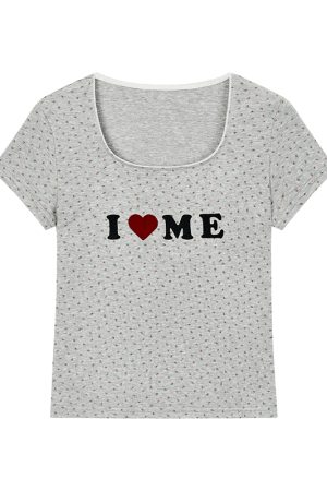 I Love Me Heart Velvet Lace Trim Top with Floral Short Sleeves - Summer Casual Style for Girls