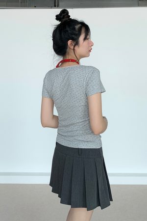 I Love Me Heart Velvet Lace Trim Top with Floral Short Sleeves - Summer Casual Style for Girls