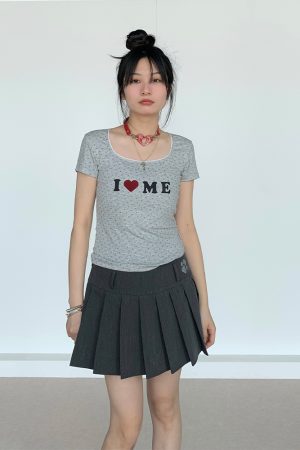 I Love Me Heart Velvet Lace Trim Top with Floral Short Sleeves - Summer Casual Style for Girls